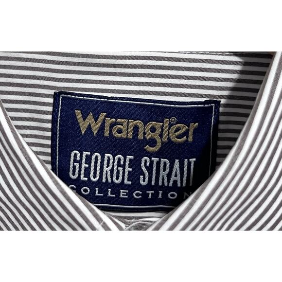 Wrangler George Strait Collection Taupe Stripe Button Down Long Sleeve Shirt XL - Picture 3 of 7